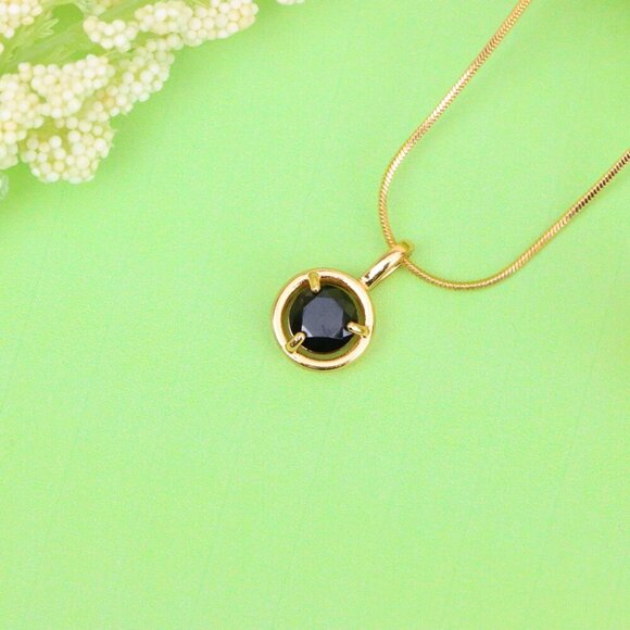 "Round Black Pendant with Gold Finish – Elegant Statement Jewelry Piece,XPPT1706 - Picture 13 of 13